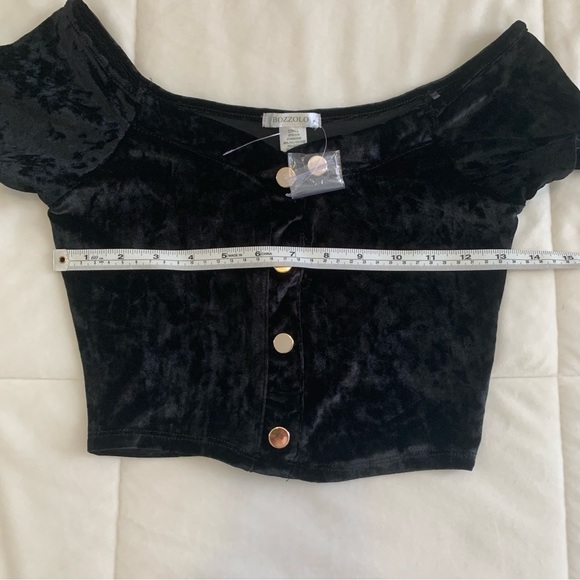 BOZZOLO black velvet crop top - Picture 2 of 5